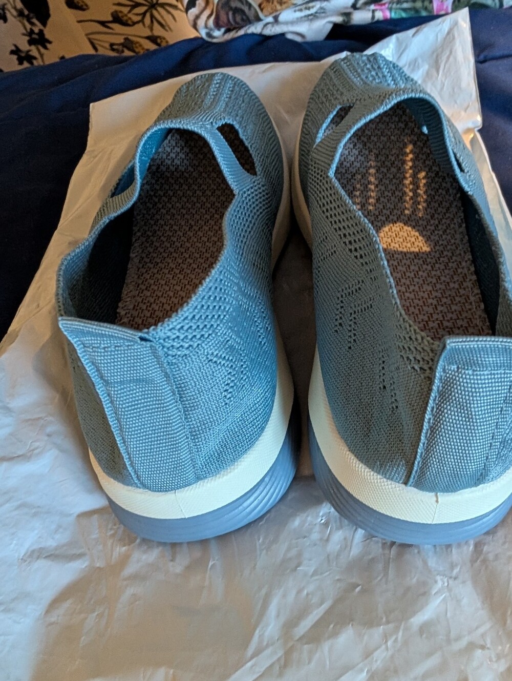 Light Blue Knit Slip-On Sneakers Size 7.5 - Picture 6 of 11